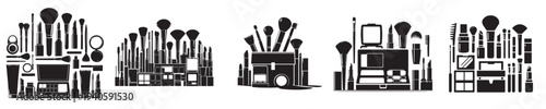 a collection of silhouette style make-up equipment