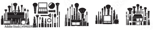 a collection of silhouette style make-up equipment