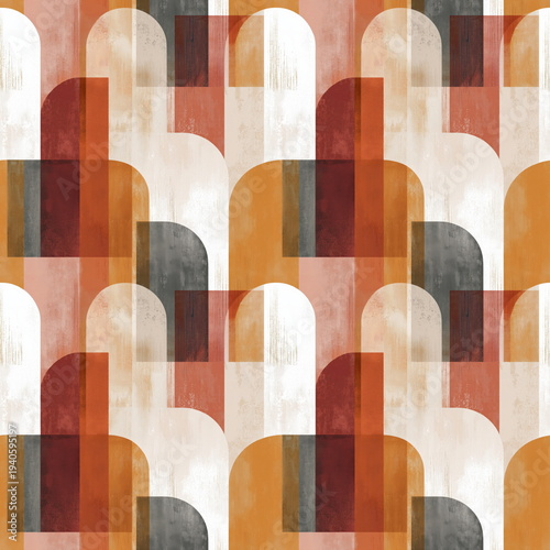 Wallpaper Mural Seamless Pattern Boho Arches and Organic Shapes in Terracotta and Sage Earthy Colors Torontodigital.ca