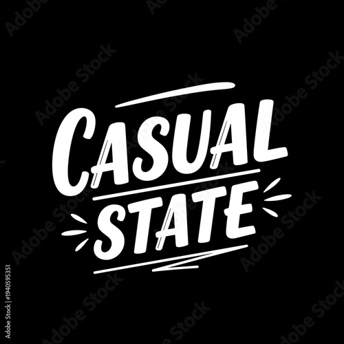 Casual State text logo design on black background.