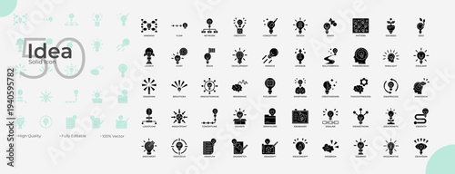 Idea Solid Editable Icons set