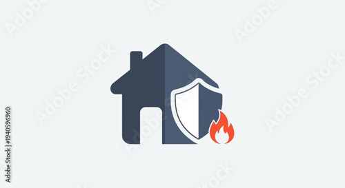 A House Protected by a Shield from Fire, Symbolizing Home Safety and Insurance
