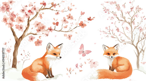 Red fox in snow with cute furry white background wildlife animal