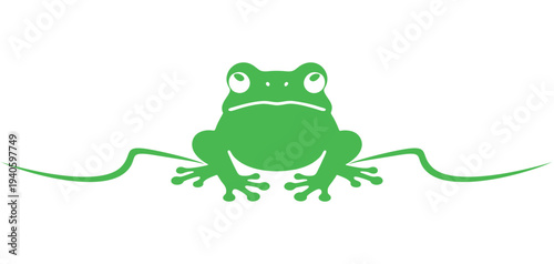 Vector silhouette illustration of a frog perched after swimming in a pond