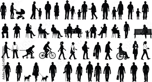 Large collection of diverse happy children characters featuring flat vector kawaii styles hand drawn doodles cad drawing flat vector illustration