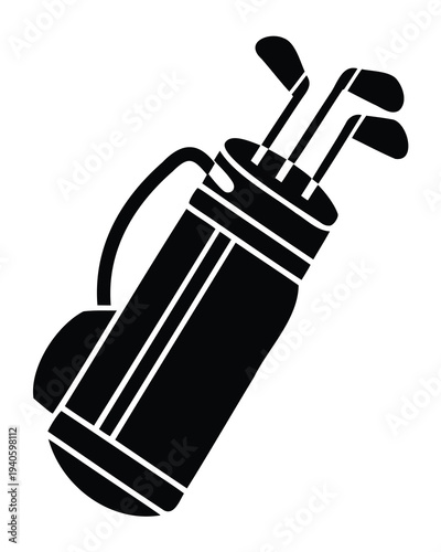 Golf bag silhouette vector illustration, golf club equipment icon, golf club and golf bag vector illustration on a white background 