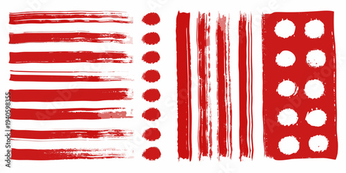 Abstract red and white brushstrokes form a dynamic modern composition