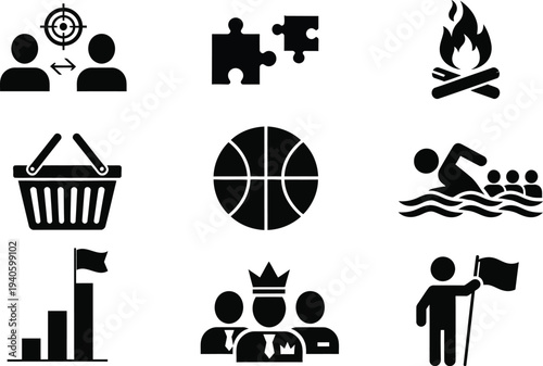 Collection of business and sports related icons