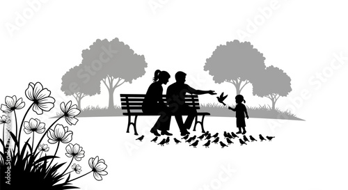 Family enjoying a serene moment together in the park.