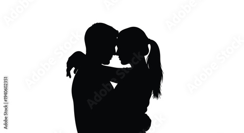 A silhouetted couple embraces tenderly their forms suggesting intimacy and affection against a stark white background high quality professional