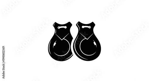 Two black boxing gloves on white background shiny sports equipment for fitness and combat sports training