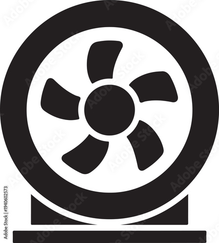 Industrial Ventilation Exhaust Fan Black Silhouette Vector Icon