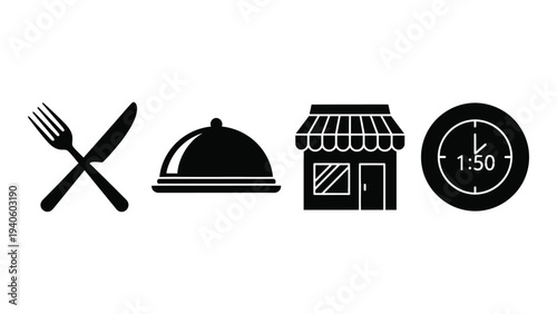 A set of restaurant and food icons