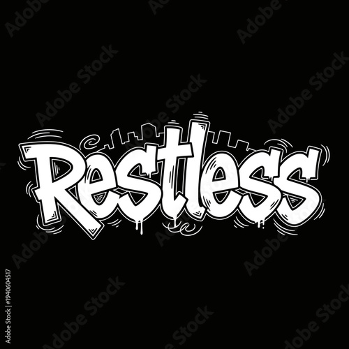 Graffiti style text art spelling out the word Restless.