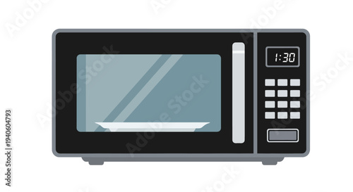 Modern microwave oven with digital display and control panel