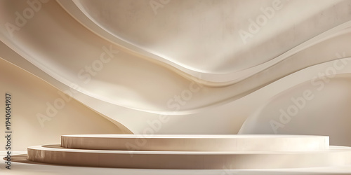 Smooth Wavy Beige Background With Circular Platforms