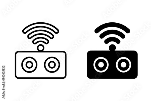 Wifi speakers icons in black and white colors  wireless sound systems