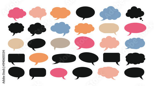 A collection of colorful speech bubbles