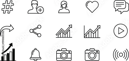 Collection of various social media and business icons in a grid layout