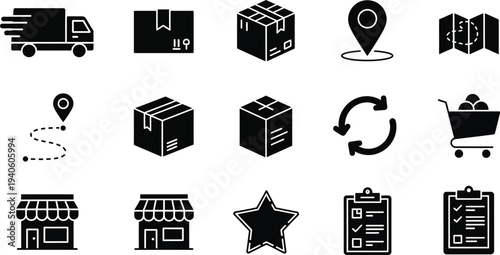 E commerce and logistics icons set