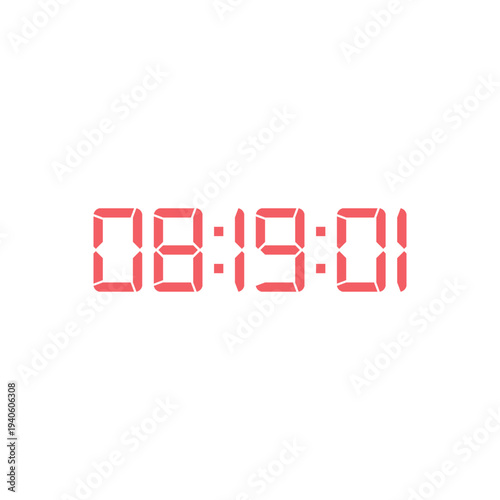 LED digital clock number for counter or calculator mockup design
