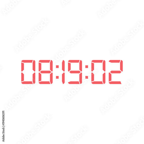 LED digital clock number for counter or calculator mockup design