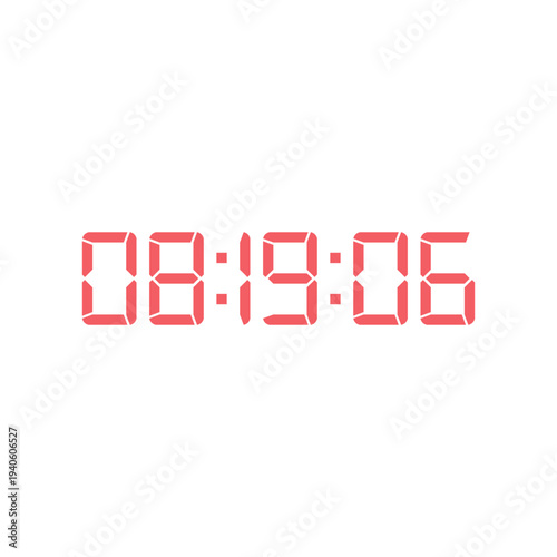 LED digital clock number for counter or calculator mockup design