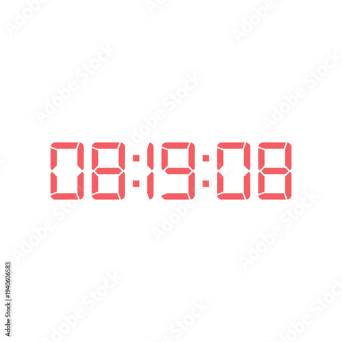 LED digital clock number for counter or calculator mockup design