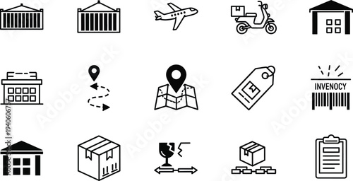 Logistics and shipping icons set