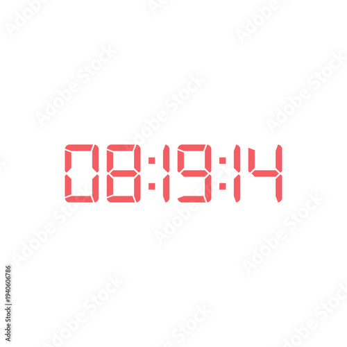LED digital clock number for counter or calculator mockup design
