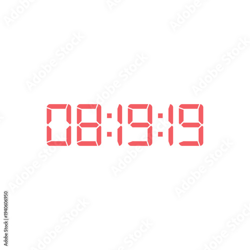 LED digital clock number for counter or calculator mockup design