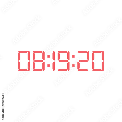 LED digital clock number for counter or calculator mockup design