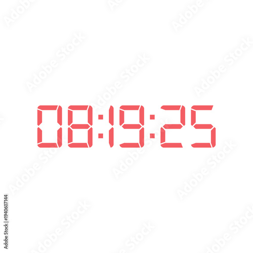 LED digital clock number for counter or calculator mockup design