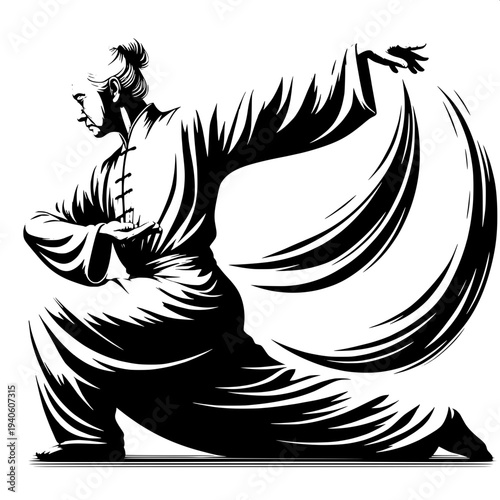 Chinese Elder Practicing Tai Chi