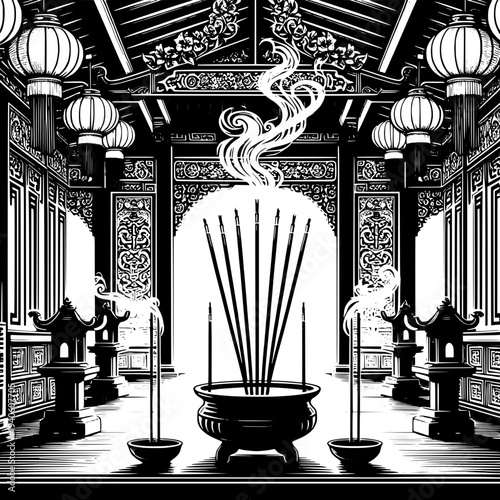 Chinese Temple Incense Offering