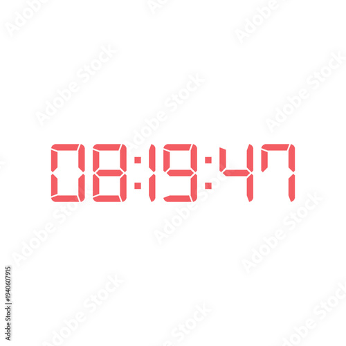 LED digital clock number for counter or calculator mockup design