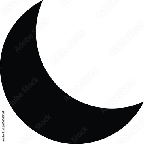 Crescent moon shape symbol icon lunar phase astronomy night sky celestial body  simple design element