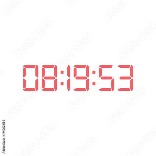 LED digital clock number for counter or calculator mockup design