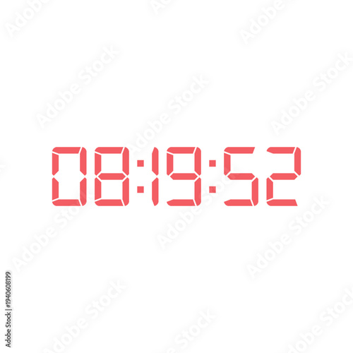 LED digital clock number for counter or calculator mockup design