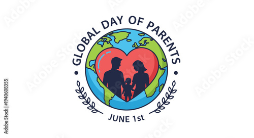 Global Day of Parents logo with earth and family silhouettes.