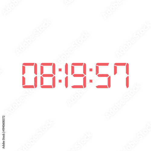 LED digital clock number for counter or calculator mockup design