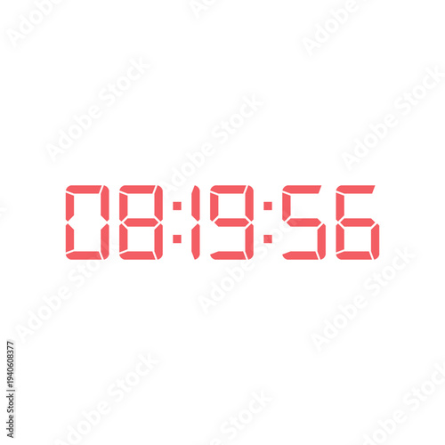 LED digital clock number for counter or calculator mockup design