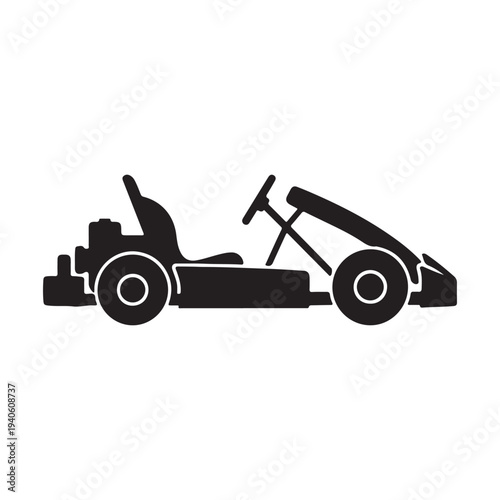Go kart silhouette vector flat illustration design. Go kart icon on white back ground