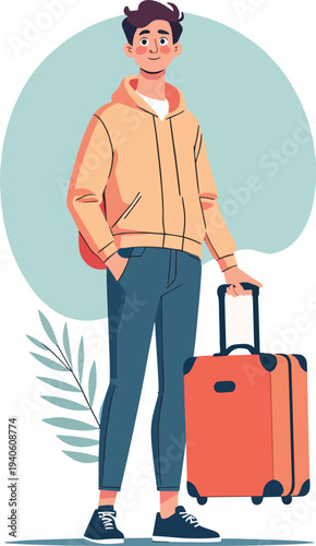 uomo donna in viaggio con valigie trasporto vettoriale 