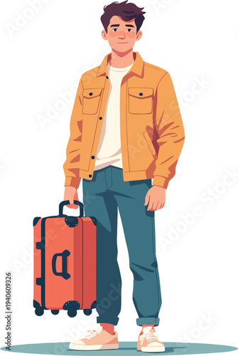 uomo donna in viaggio con valigie trasporto vettoriale 