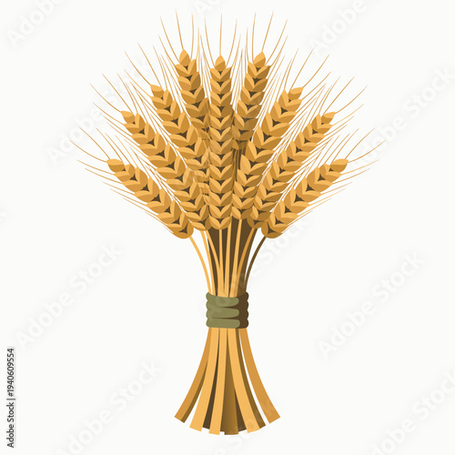 Golden Wheat Ears Bundle Vector Illustration