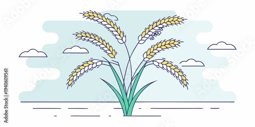 Rice Plant Grain Vector Illustration