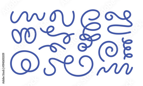 Isolated abstract curve and spiral vector shapes