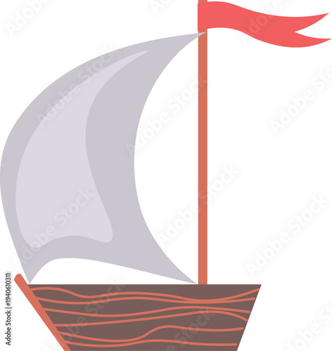 Sailboat in Cartoon Clipart style