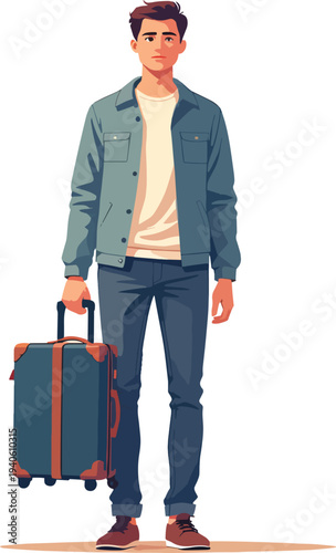 uomo donna in viaggio con valigie trasporto vettoriale 